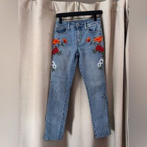 Levi's Blue Jeans with Floral Embroidery